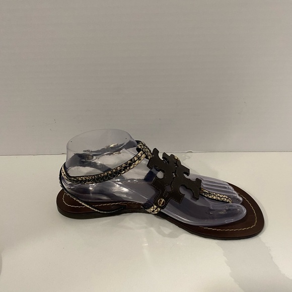 Tory Burch Chandler Thong Sandals Snakeskin Logo Size 8 - Picture 5 of 9